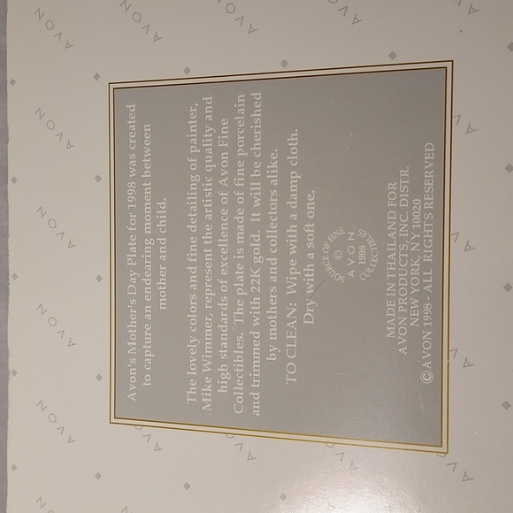 Vintage 1998 Avon Mother's Day Plate in Original Box - Picture 4 of 5